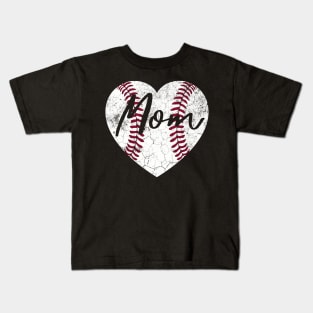 Baseball Softball Heart Mom Mother'S Day Kids T-Shirt